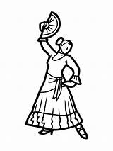 Flamenco Danseuse Coloring Espagnole Disegni Kleurplaat Ballerine  sketch template