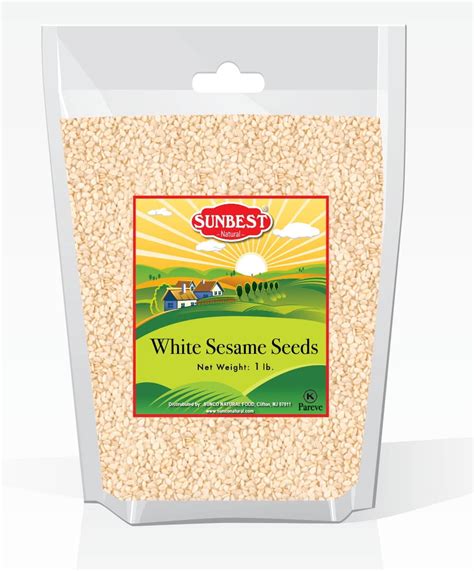 SUNBEST White Hulled Sesame Seeds 1 Lb, White Sesame Seeds in ...