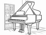 Simple Piano Coloring For Kids  Page sketch template
