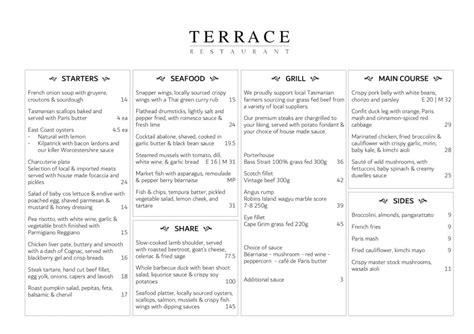 TERRACE RESTAURANT - HEADS UP FOOD GUIDE LAUNCESTON