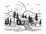 Simple Cabin Outline To Color  Coloring Page sketch template