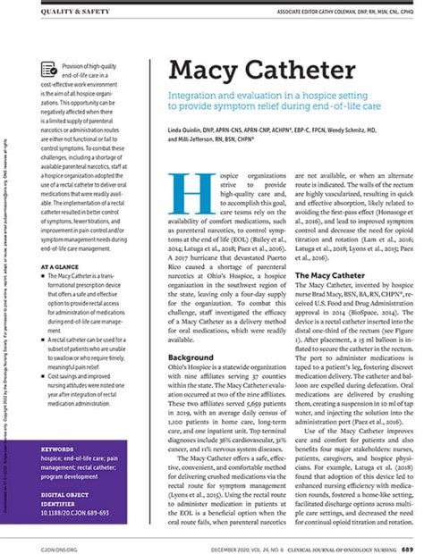 Publications | Macy Catheter • Rectal Administration