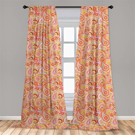 Orange Curtains 2 Panels Set, Design Elements Traditional Paisley ...