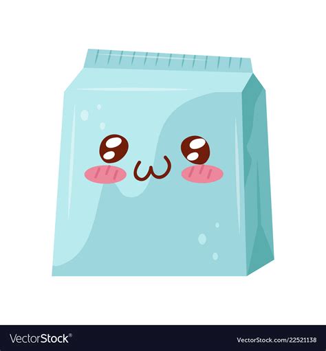 Take away box cute kawaii food cartoon character Vector Image