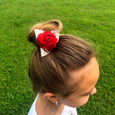 Rosebud Flower Ribbon rose Rose hair clip Glitter rose | Etsy