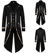 TTOKGZG Steampunk Medieval Vintage Coat Men, Gothic Single Breasted Trench Coat long,Halloween ...