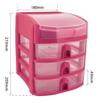Treeline Mini 3 Drawer & Lift Top Desk Organiser Pink