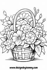 Flower basket coloring Pages Printable  sketch template