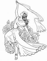 Mujer Española Bailando Flamenco Para colorear Imprimir E Dibujar  sketch template