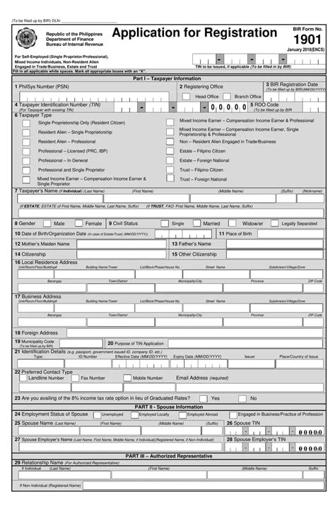 Bir Form 1901 ≡ Fill Out Printable PDF Forms Online