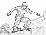 Street Skateboarding Coloring  Page sketch template