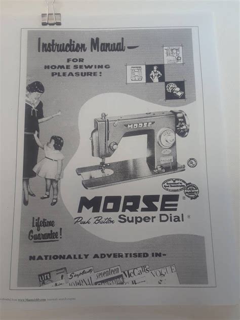 VINTAGE MORSE Sewing Machine Printed Copy of Instruction - Etsy