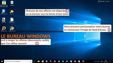 Comment est organisé le bureau Windows ? | Coursinfo.fr