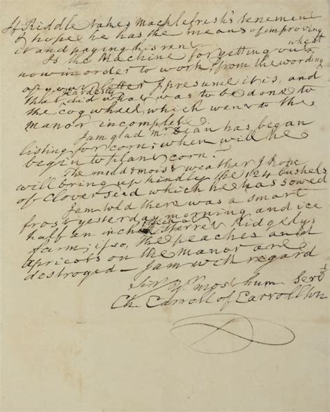 CARROLL, Charles, of Carrollton. Autograph letter signed ("Ch.Carroll ...