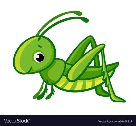 Isolated cute green grasshopper vector image on VectorStock | Green grasshopper, Easy drawings ...