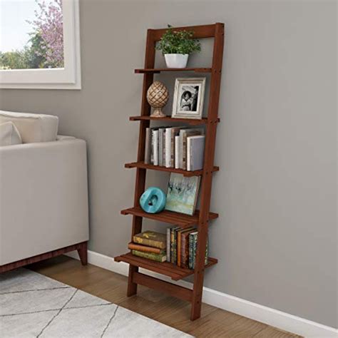 Lavish Home 5-Tier Ladder Bookshelf, Walnut — Deals from SaveaLoonie!