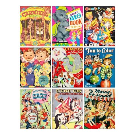 Vintage CIRCUS Coloring Book Cover Gift Tags Atc Digital - Etsy