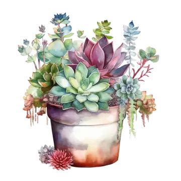 Watercolor Succulents, Watercolor, Floral, Succulent PNG Transparent Clipart Image and PSD File ...