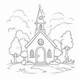 Church Coloring Page Outline Sketch Drawing Vector Wing  sketch template
