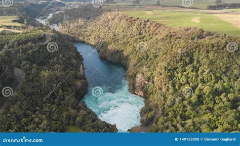 Huka Falls, New Zealand. Aerial View from Drone Stock Photo - Image of ...