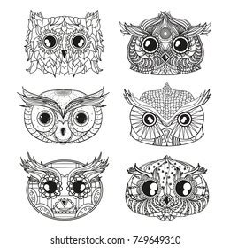 Owls Heads Design Zentangle Hand Drawn Stock Vector (Royalty Free) 737976073 | Shutterstock