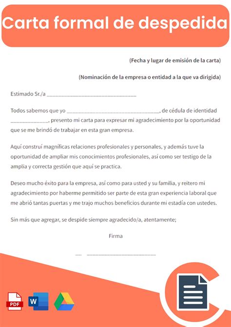 Carta Formal de Despedida, Guías » Online, Word, Pdf