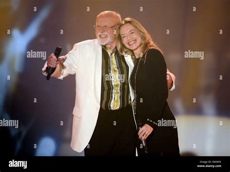 Singer Roger Whittaker and his daughter Jessica recording a Christmas show in Hessian ...