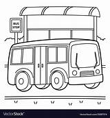 Bus Coloring Page Royalty Free Vector Image  VectorStock sketch template