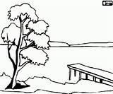 Landscape Of A Lake And dock coloring Page Printable Game sketch template