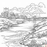 River Coloring Colouring Pages Rivers Sheet Nature Printable Print  sketch template