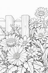 Premium Photo  Coloring Pages Of Flowers and Butterflies In A Garden sketch template