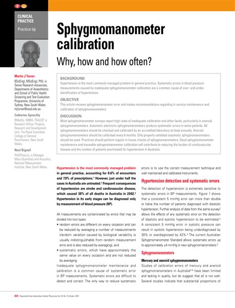 (PDF) Sphygmomanometer calibration Why, how and how often?