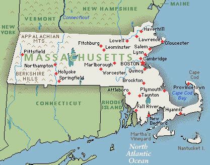 Massachusetts Cities and Mountains Map - Massachusetts • mappery