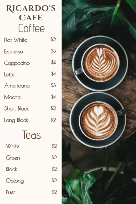 Coffee Shop Bar Menu Template | PosterMyWall