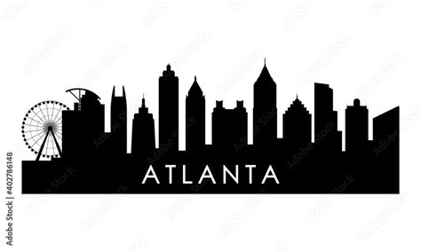 Atlanta Georgia skyline silhouette. Black Atlanta city design isolated on white background ...