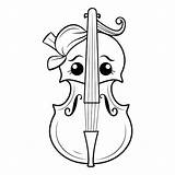 Premium Vector  Cute violin With bow Black And White sketch template
