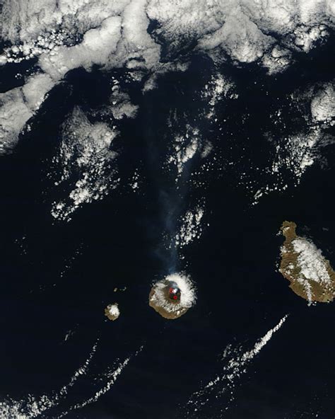 Eruption of Pico do Fogo, Cape Verde Islands (morning overpass)