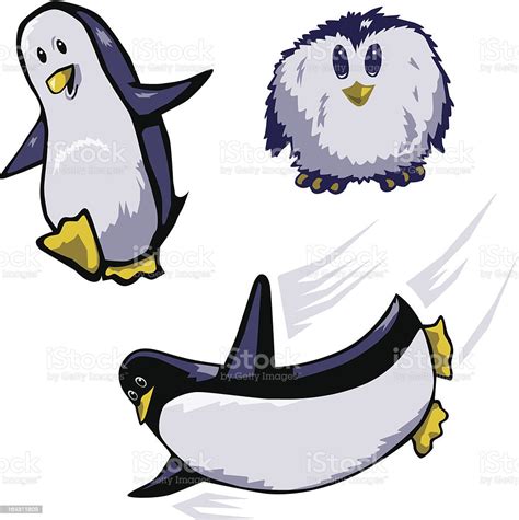 Three Penguin Cartoons Stock Illustration - Download Image Now - Animal, Bird, Cartoon - iStock