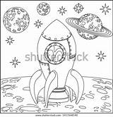 Space Cartoon Coloring Scene Background Page Stock Vector Royalty Free  sketch template