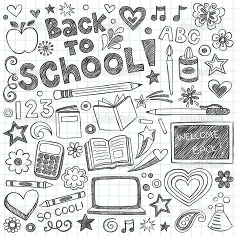 back to school doodles on lined notebook paper stock photo, images and clippings