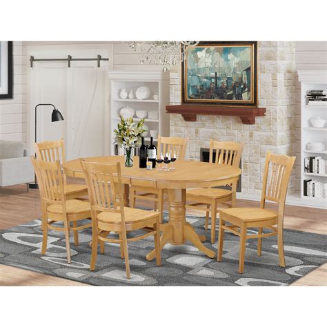 Small Kitchen Table Set - Dining Table And Kitchen Chairs-Finish:Oak,Number of Items:7,Shape ...