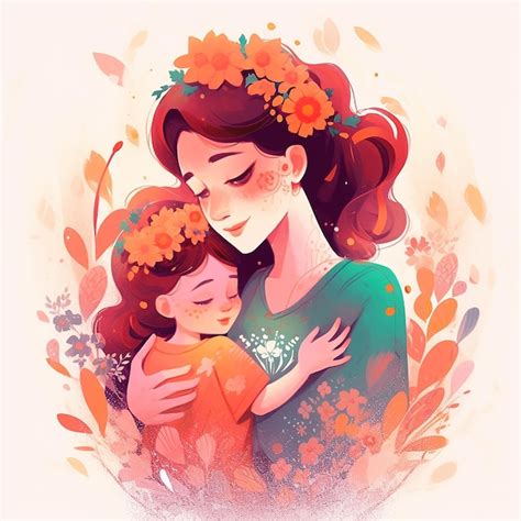 Premium Photo | A drawing of a mother and daughter hugging and the words " mom " on the front.