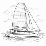 Premium Photo  Cartoon Style Catamaran Sailing Coloring Page sketch template