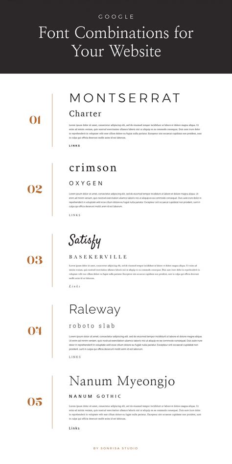 Google Font Pairings for Your Website - sonrisastudio.com