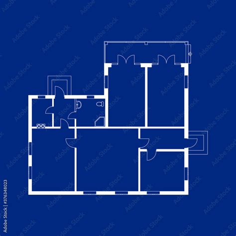 Blueprint floor plan of a modern apartment. Vector house blueprint ...