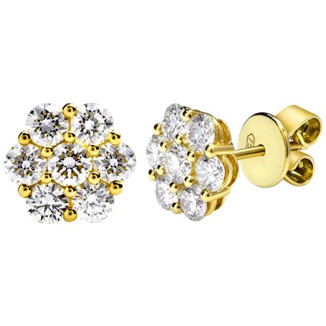 Diamond Starburst Cluster Stud Earrings For Sale at 1stDibs
