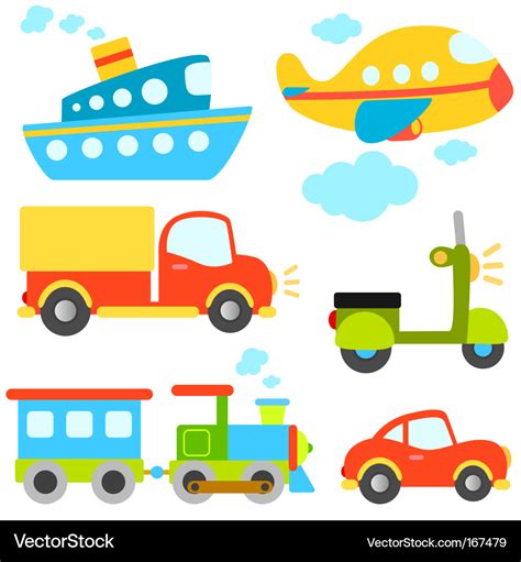 Cartoon vehicles set Royalty Free Vector Image