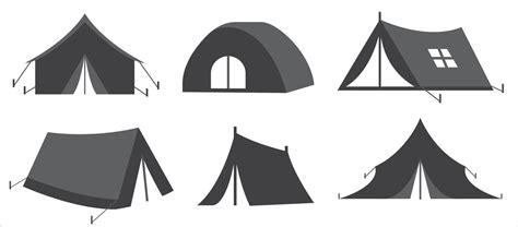 Set of Camping tents icons vector silhouette on white background 7409998 Vector Art at Vecteezy