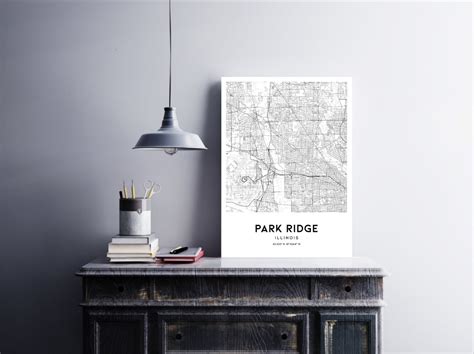 Park Ridge Map Print, Park Ridge Map Poster Wall Art, Il City Map, Illinois Print Street Map ...