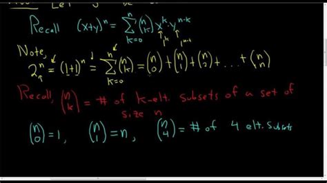 The Number of Subsets of a Finite Set Binomial Theorem Proof | Binomial theorem, Math videos ...